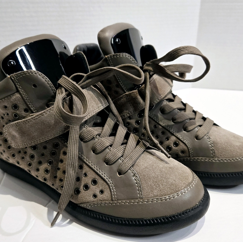 Monika Chiang Artemys Taupe Grommetted High Top Sneakers NEW